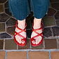 The Good Shepherd Buckle - Leather Toe Loop Sandal | Red