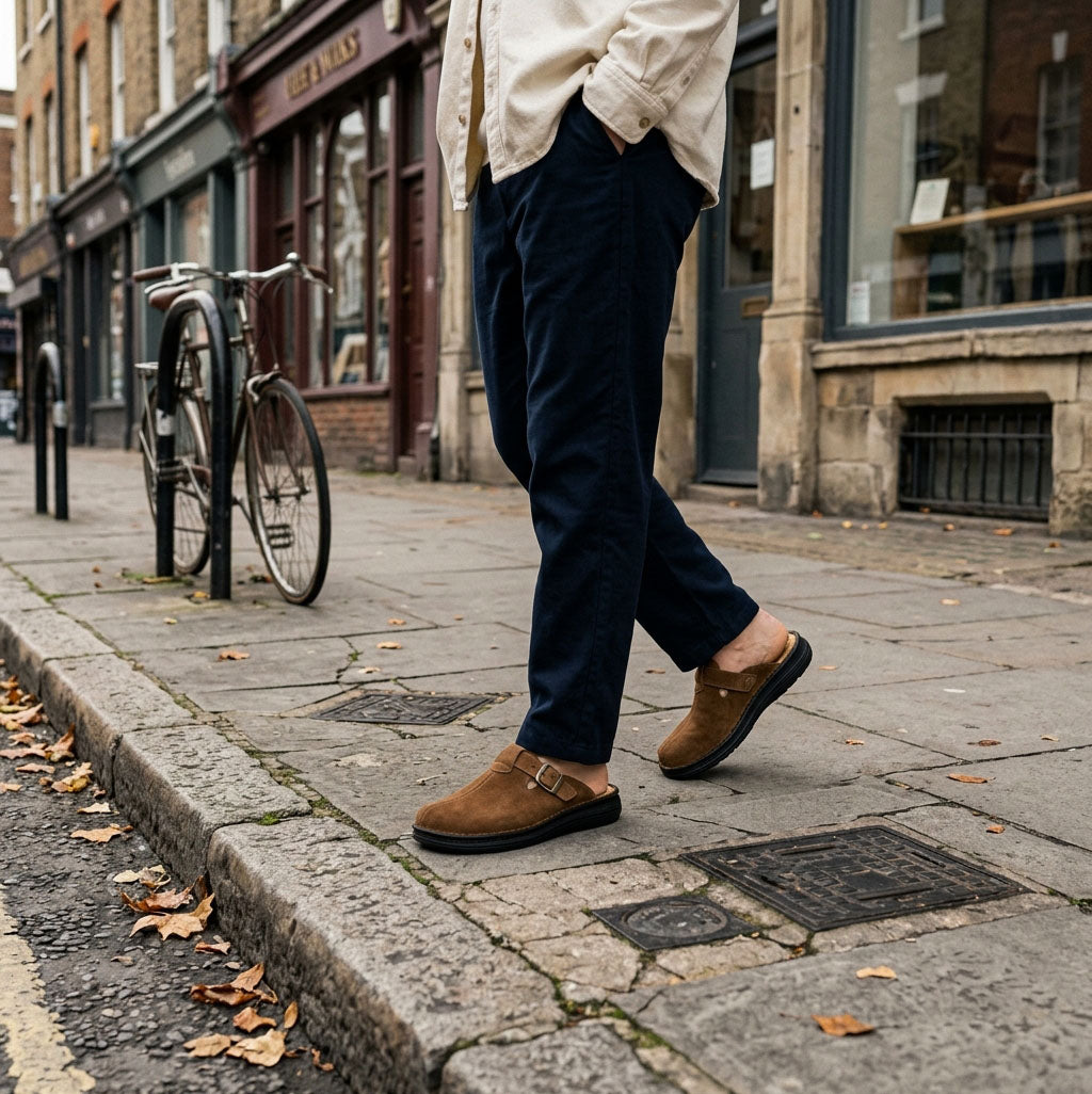 Nomad - Front Seam Suede Leather Clog | Honey Suede