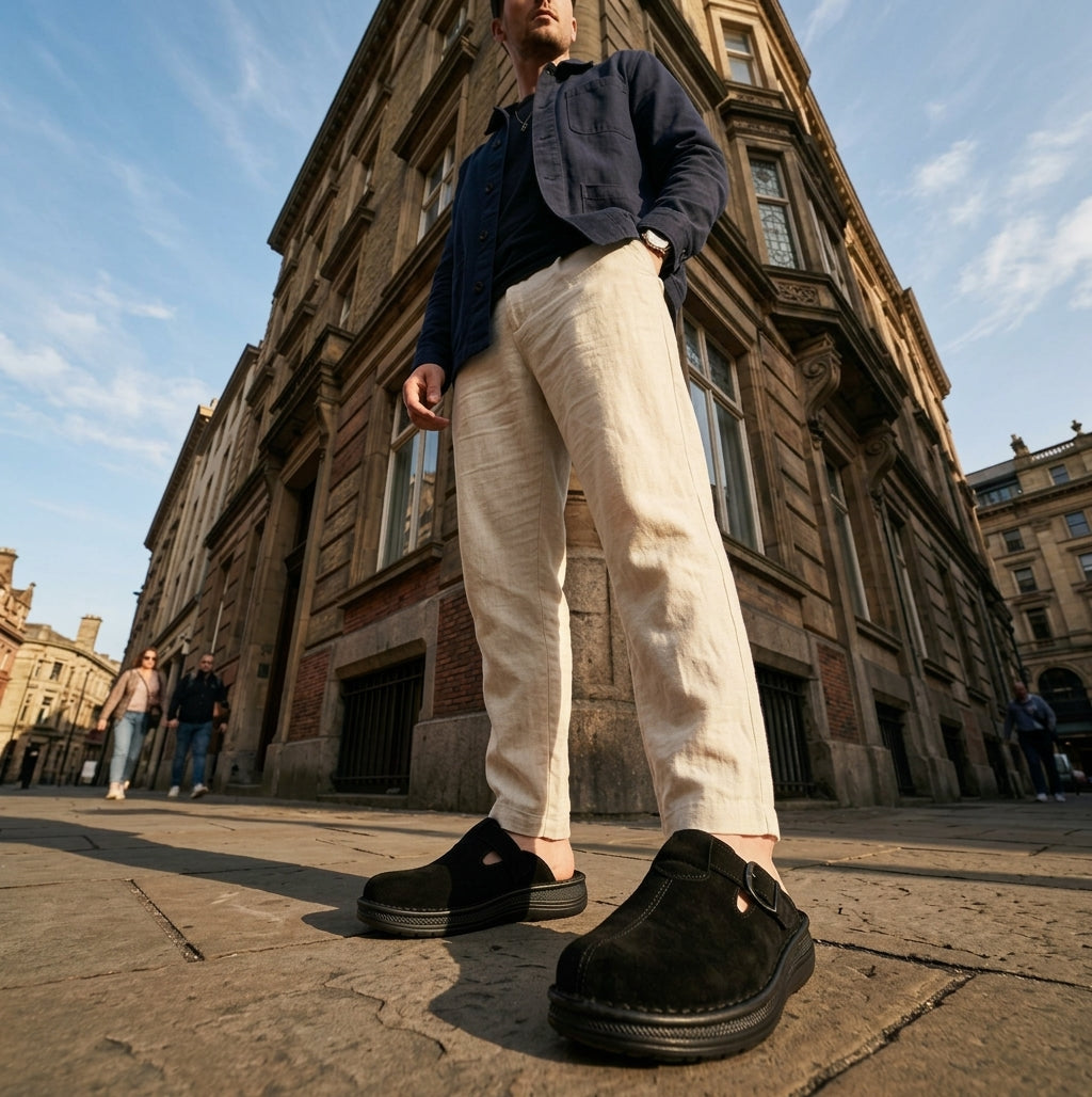 Nomad - Front Seam Suede Leather Clog | Black Suede