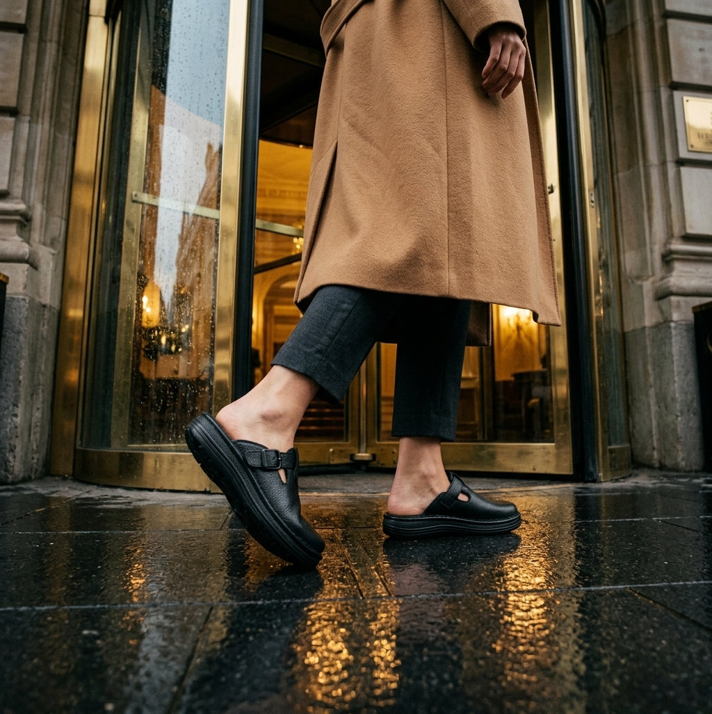 Sawyer - Leather Clog-Toe Sandal | Black