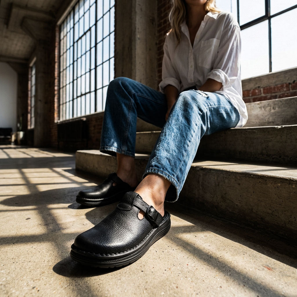 Sawyer - Leather Clog-Toe Sandal | Black