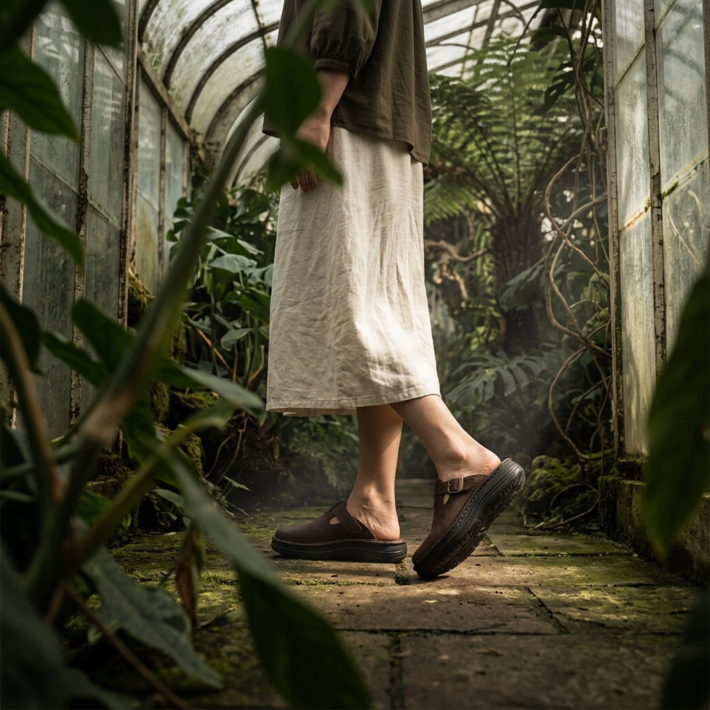 Sawyer - Leather Clog-Toe Sandal | Brown Nubuck
