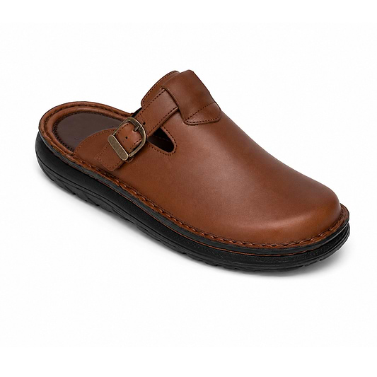 Sawyer - Leather Clog-Toe Sandal | Brown