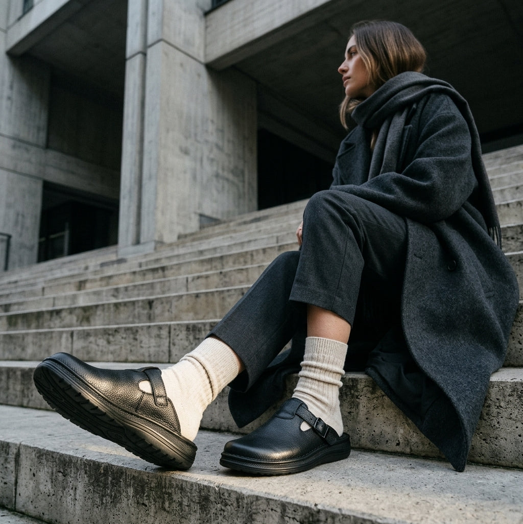 Sawyer - Leather Clog-Toe Sandal | Black