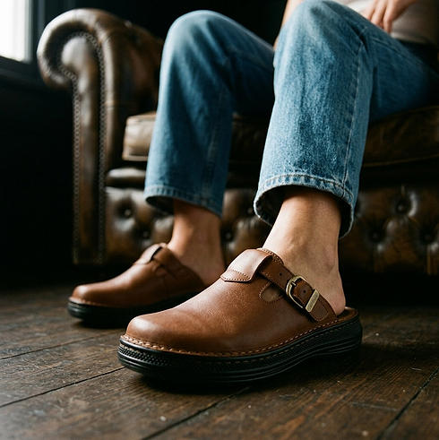 Sawyer - Leather Clog-Toe Sandal | Brown