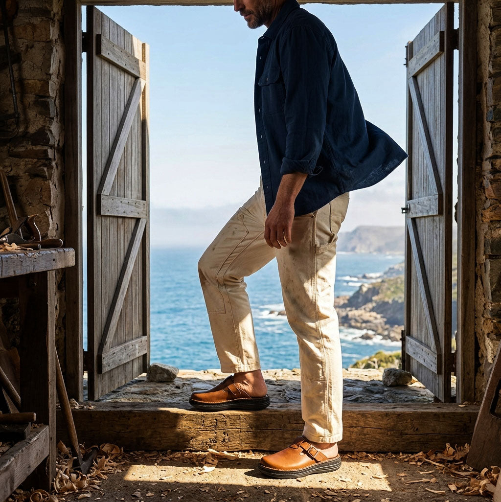Sawyer - Leather Clog-Toe Sandal | Brown
