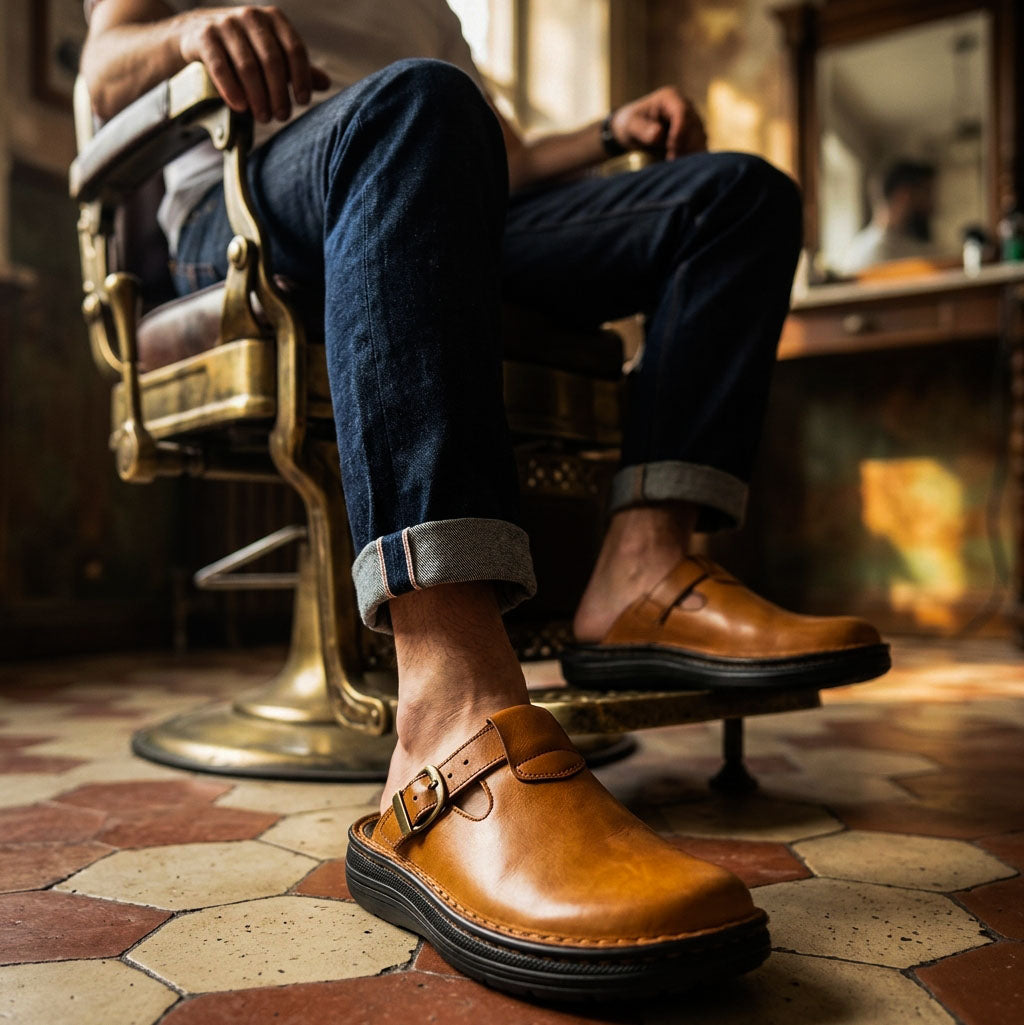 Sawyer - Leather Clog-Toe Sandal | Honey