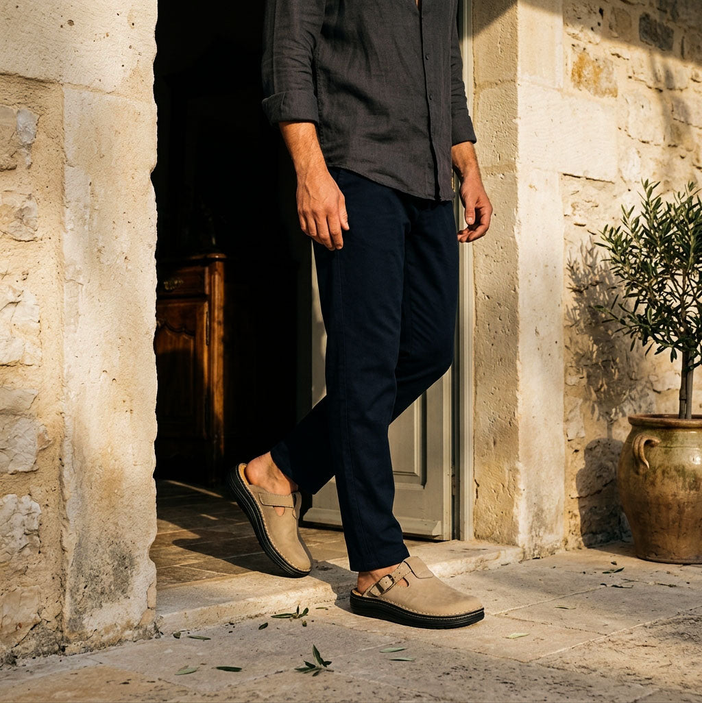 Sawyer - Leather Clog-Toe Sandal | Olive Nubuck