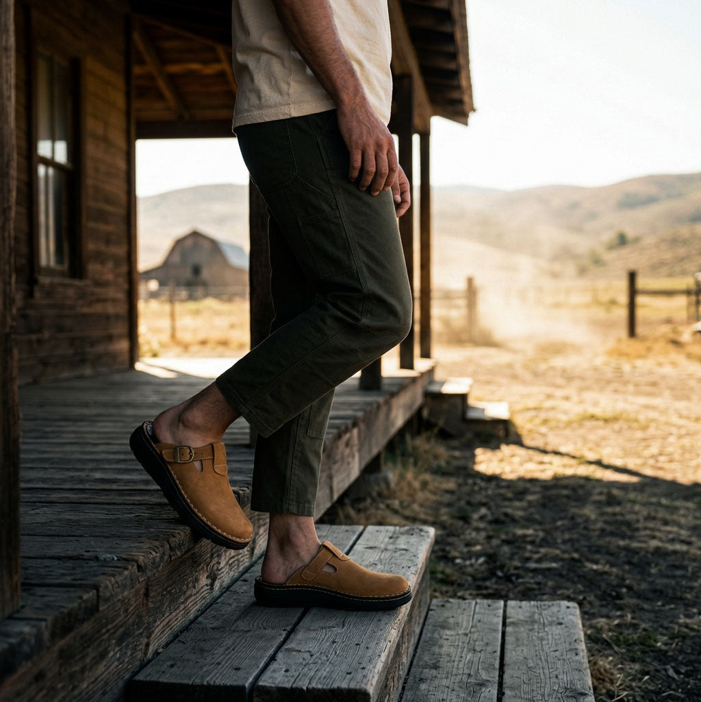 Sawyer - Leather Clog-Toe Sandal | Tan Nubuck