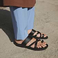 Sophia - Leather Braided Flat Sandal | Black