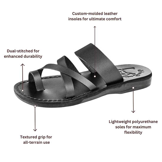The Good Shepherd - Leather Toe Loop Sandal | Black