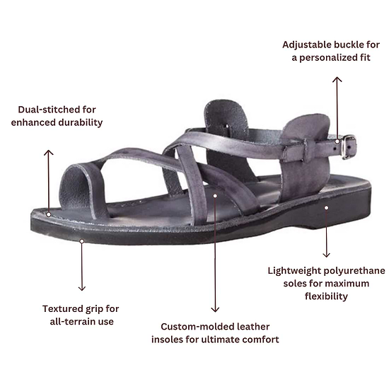 The Good Shepherd Buckle - Leather Toe Loop Sandal | Grey