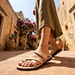 The Good Shepherd - Leather Toe Loop Sandal | White Nubuck
