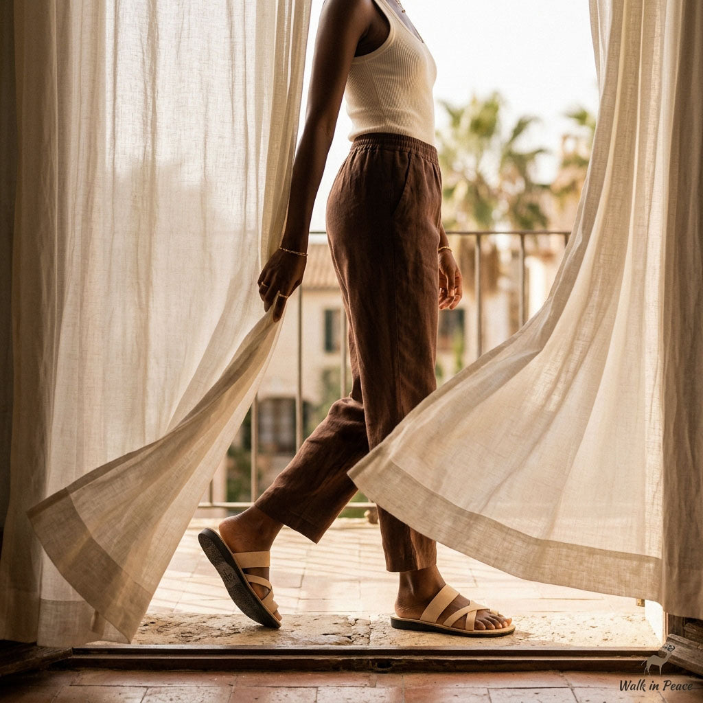 The Good Shepherd - Leather Toe Loop Sandal | White Nubuck