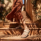 The Good Shepherd - Leather Toe Loop Sandal | White Nubuck