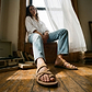 The Good Shepherd - Leather Toe Loop Sandal | Yellow Nubuck