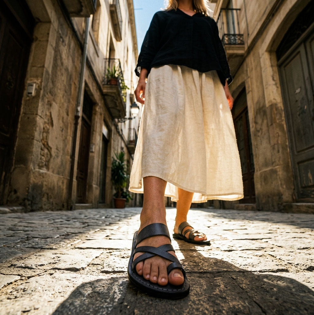 The Good Shepherd - Leather Toe Loop Sandal | Grey
