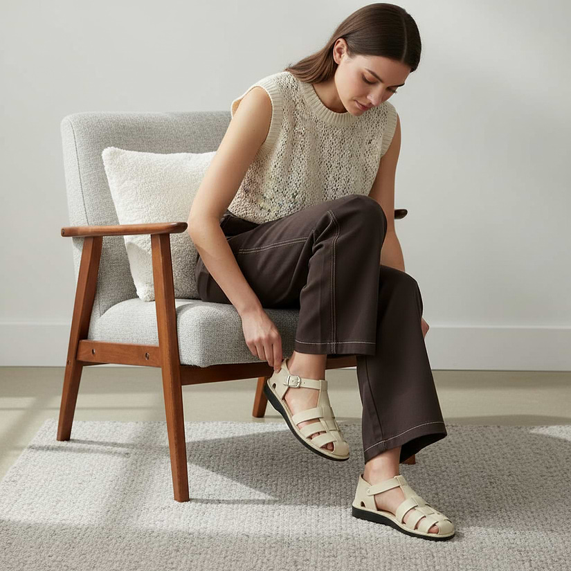 Daniel - Leather Fisherman Sport Sandal | White Nubuck