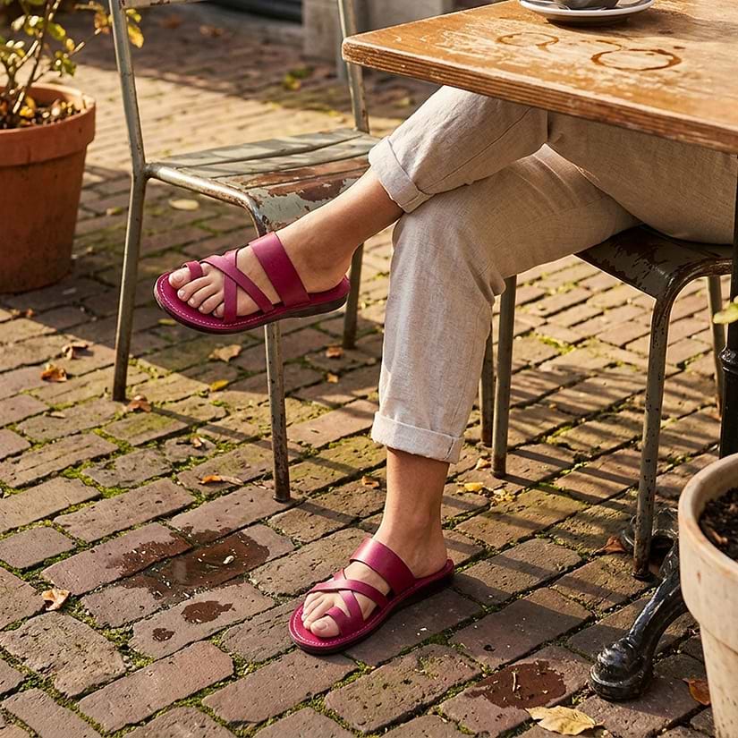 The Good Shepherd - Leather Toe Loop Sandal | Violet