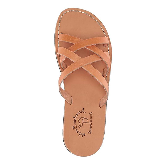 Gad - Leather Criss Cross Strap Sandal | Tan