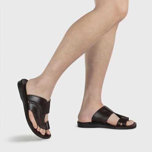 Peter - Leather Toe Strap Sandal | Brown