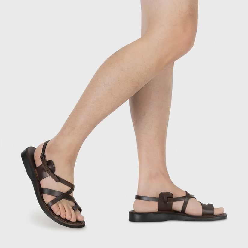The Good Shepherd Buckle - Leather Toe Loop Sandal | Brown