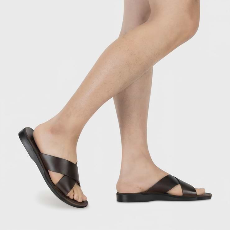Elan - Leather Slide On Sandal | Brown