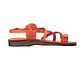 The Good Shepherd Buckle orange, handmade leather sandals with back strap and toe loop- right View