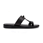 Nathan black, handmade leather slide sandals with toe loop - Side View