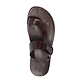 Rafael brown, handmade leather slide sandals with side velcro and toe loop - Top View