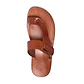 Rafael honey, handmade leather slide sandals with side velcro and toe loop - Top View