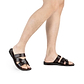 Rafael brown, handmade leather slide sandals with side velcro strap - Model View