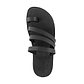 Nora black, handmade leather slide sandals with toe loop - up View