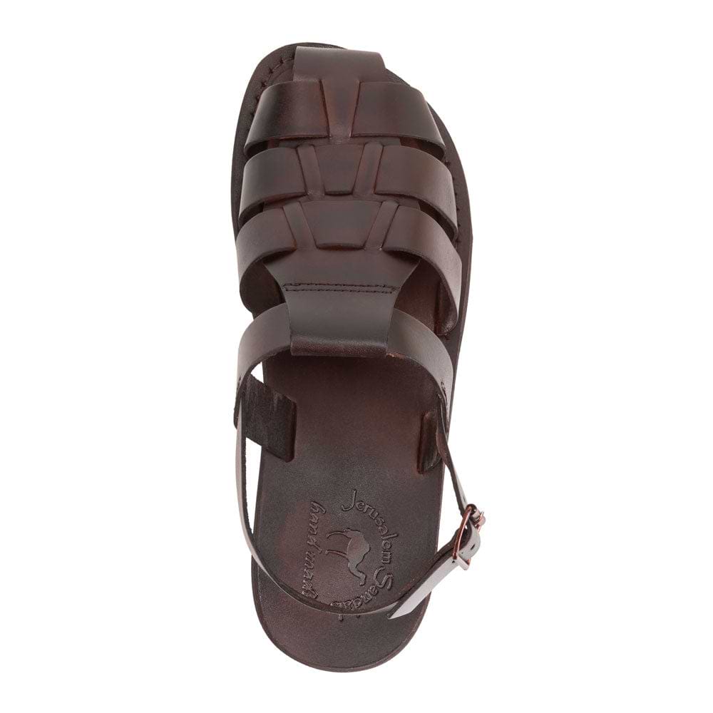 Michael Brown, handmade leather sandals fisherman sandal silhouette. Up View