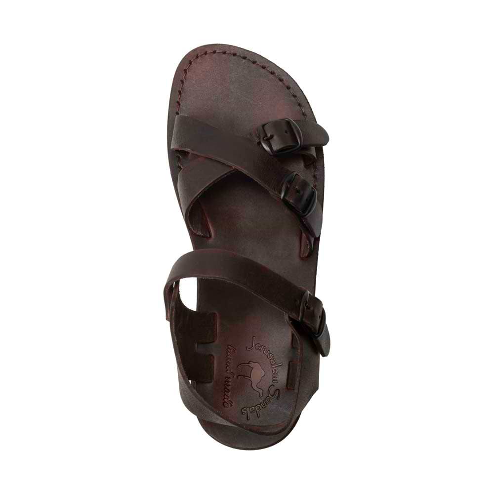 James Brown, handmade leather slide sandals with toe loop - up View