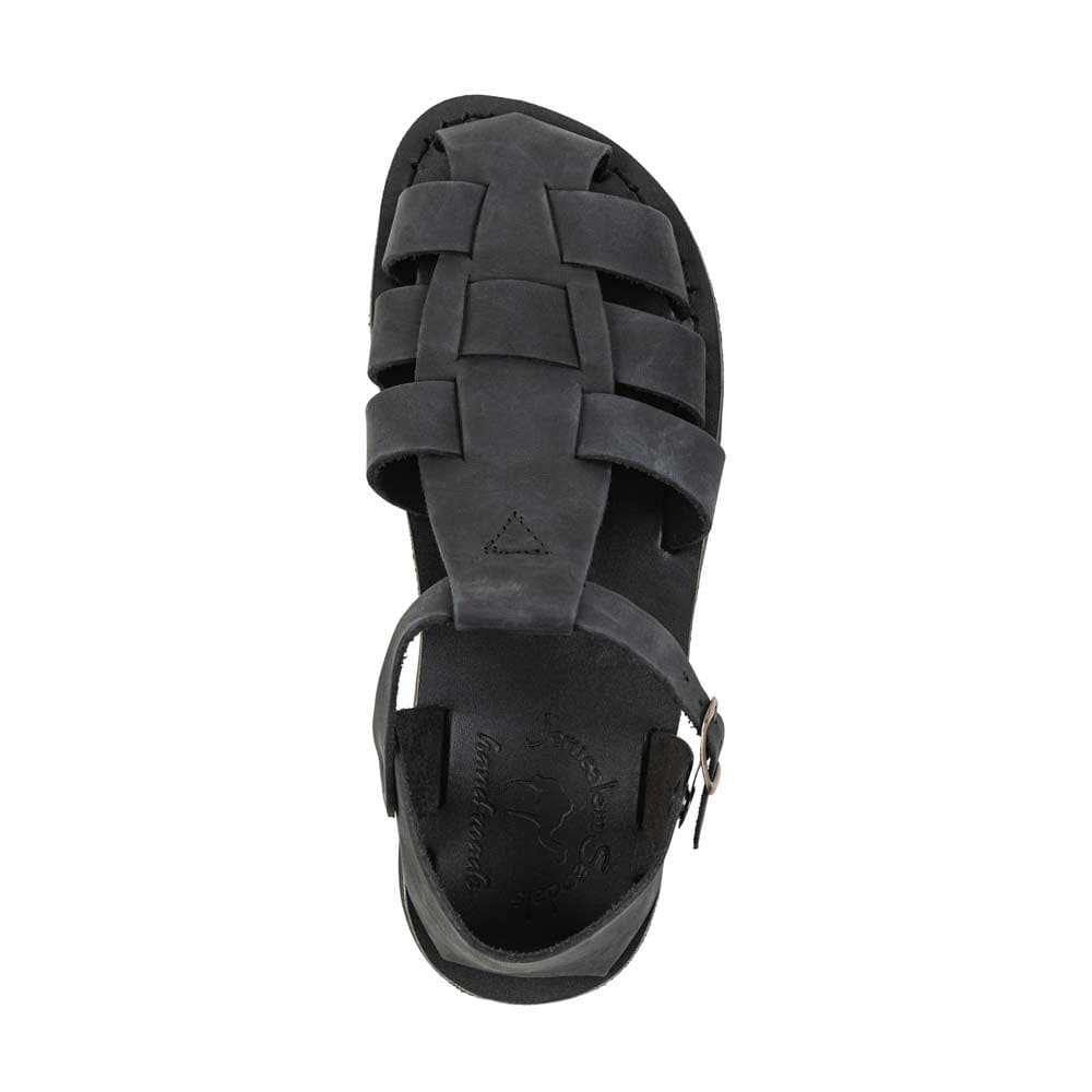Daniel - Leather Fisherman Sport Sandal | Black Nubuck - top view