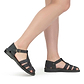 Model wearing Daniel - Leather Fisherman Sport Sandal | Black Nubuck - side view