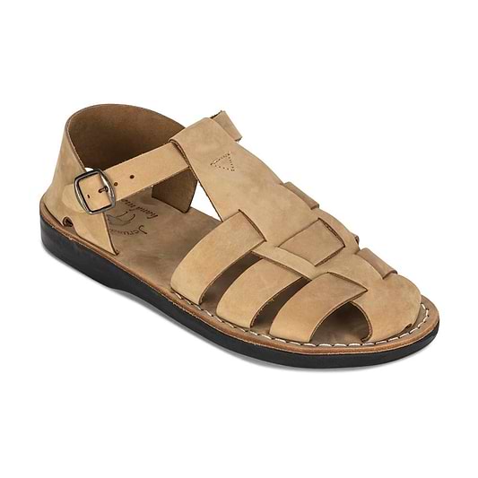 Daniel Yellow Nubuck closed toe leather sandal - Front View