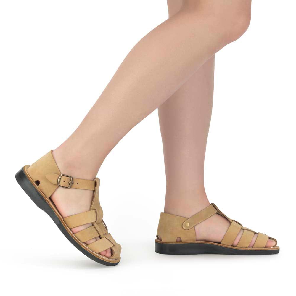 Model wearing Daniel Yellow Nubuck - Leather Fisherman Sport Sandal - side view