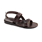 Jubal brown, handmade leather sandals with back strap - Front View