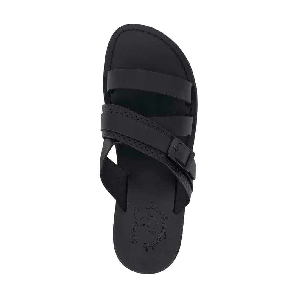 Jason brown, handmade leather sandals, up view