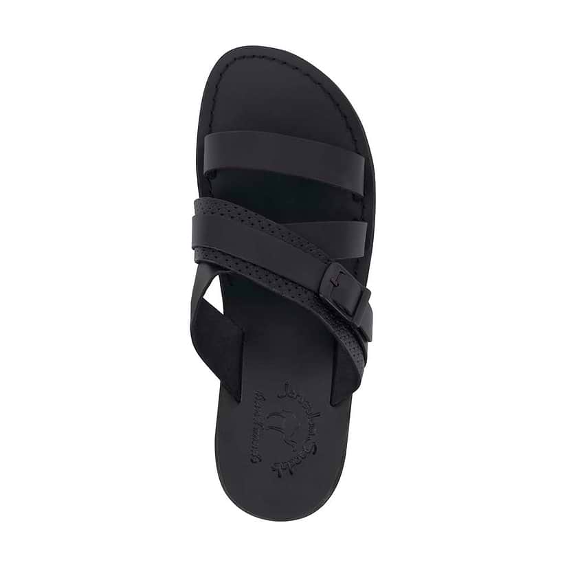 Jason brown, handmade leather sandals, up view