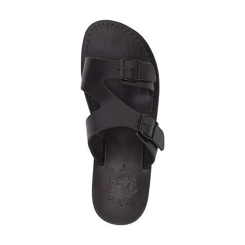 Samson Brown, handmade leather slide sandals - Side View