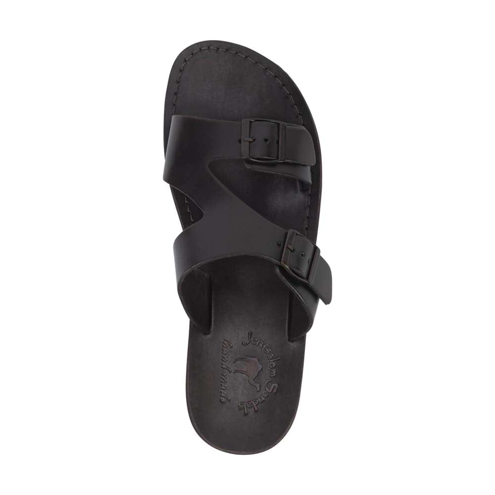 Samson Brown, handmade leather slide sandals - Side View