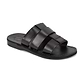 Micah brown, handmade leather slide sandals - Front View