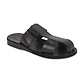Genesis brown, handmade leather sandals slide on with enclosed toes - front side view