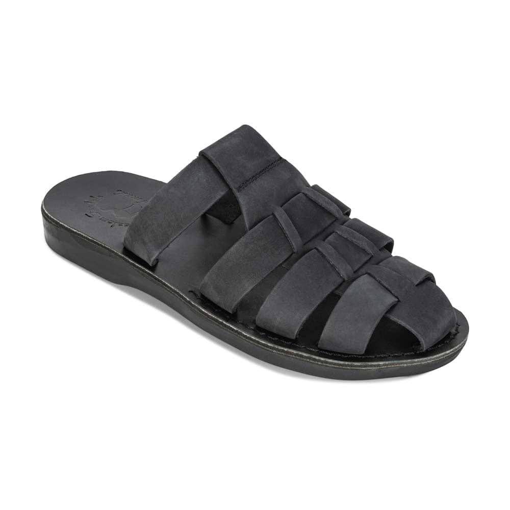 Michael Slide - Closed Toe Leather Sandal | Black Nubuck