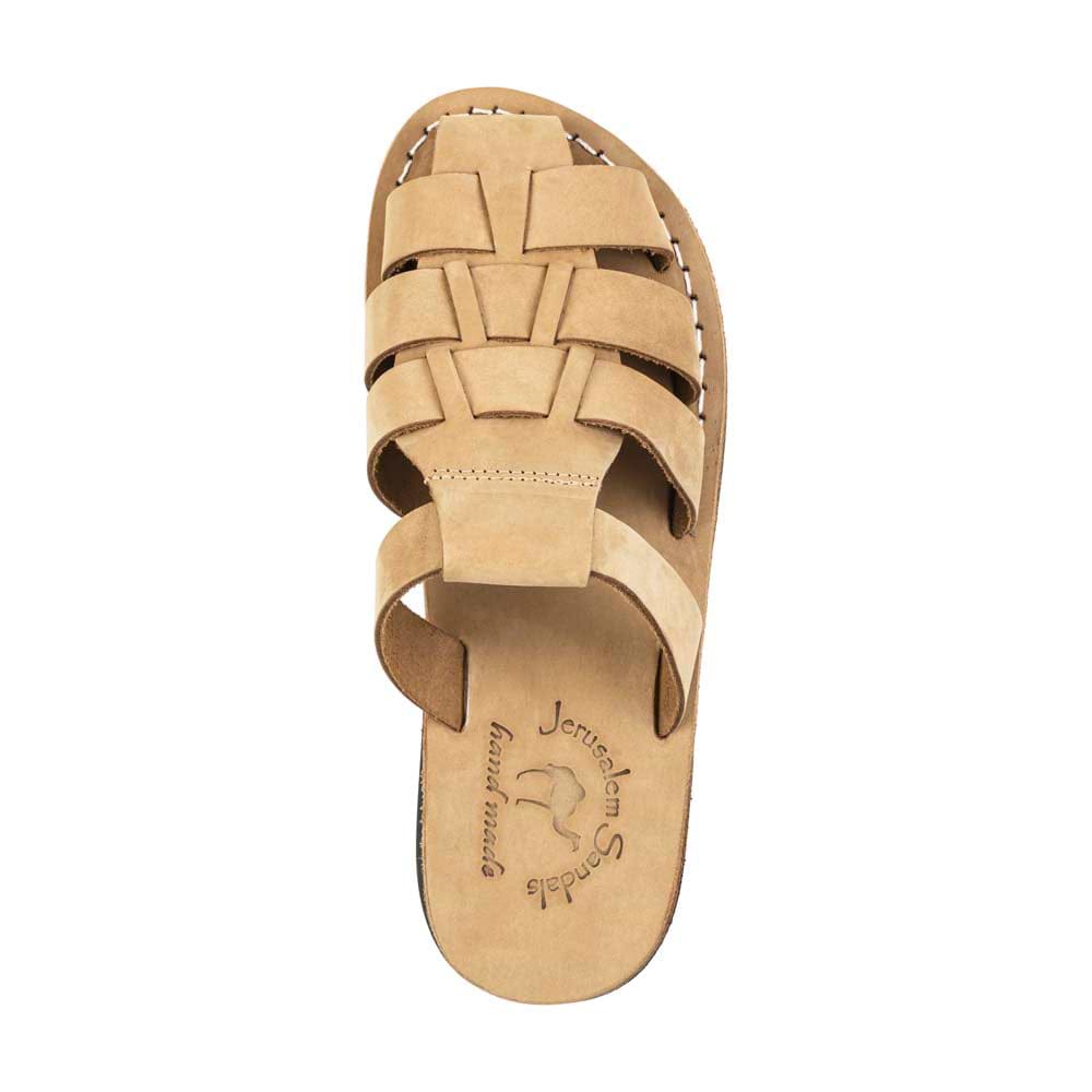 Michael Slide yellow nubuck leather pacific slide sandal - top view