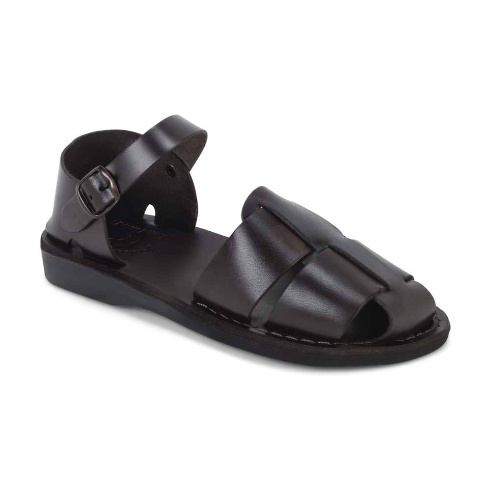 Gemma Brown, handmade leather sandals fisherman sandal silhouette. Front View