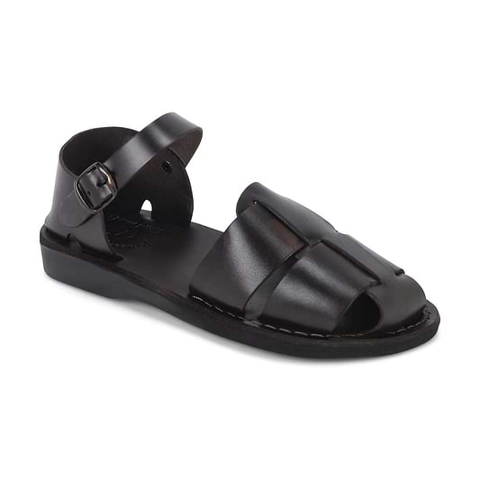 Gemma Brown, handmade leather sandals fisherman sandal silhouette. Front View